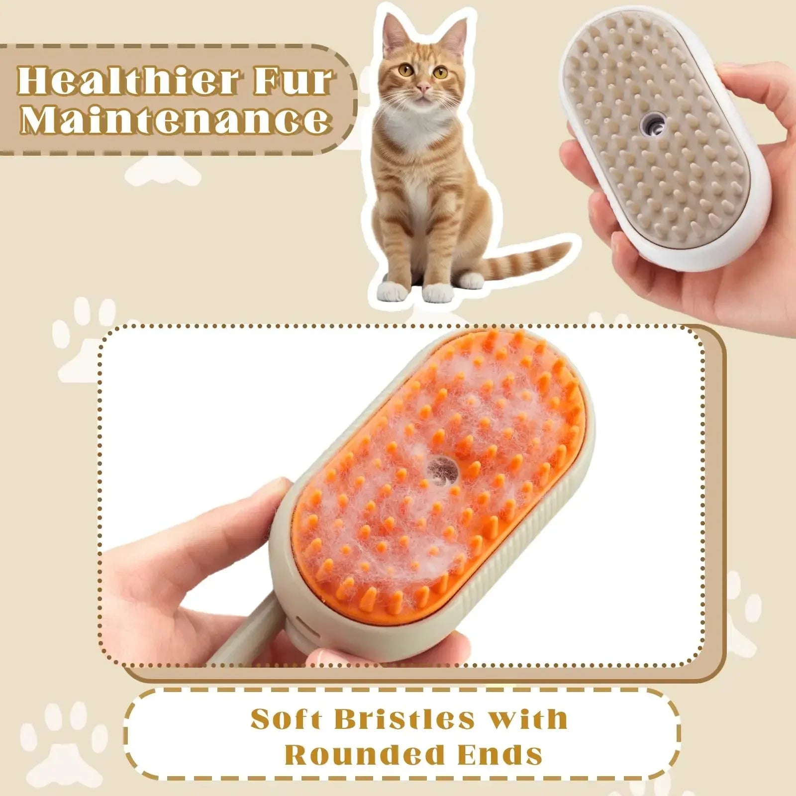 Foldable Rotatable Pet Brush – Bath, Massage & De-shedding Tool